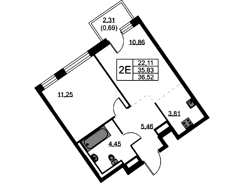 1-комнатная квартира 36.52 м², 3/9 эт., ЖК «Квартал Лаголово»
